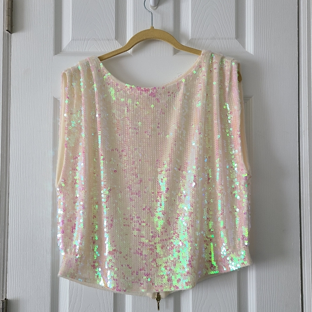 Pilcro Sequin Muscle Cashmere Sweater Vest Top - Picture 3 of 6